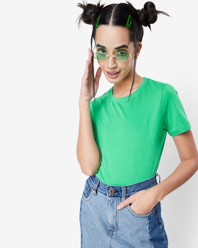 Shop Women's Varsity Green T-shirt-Front