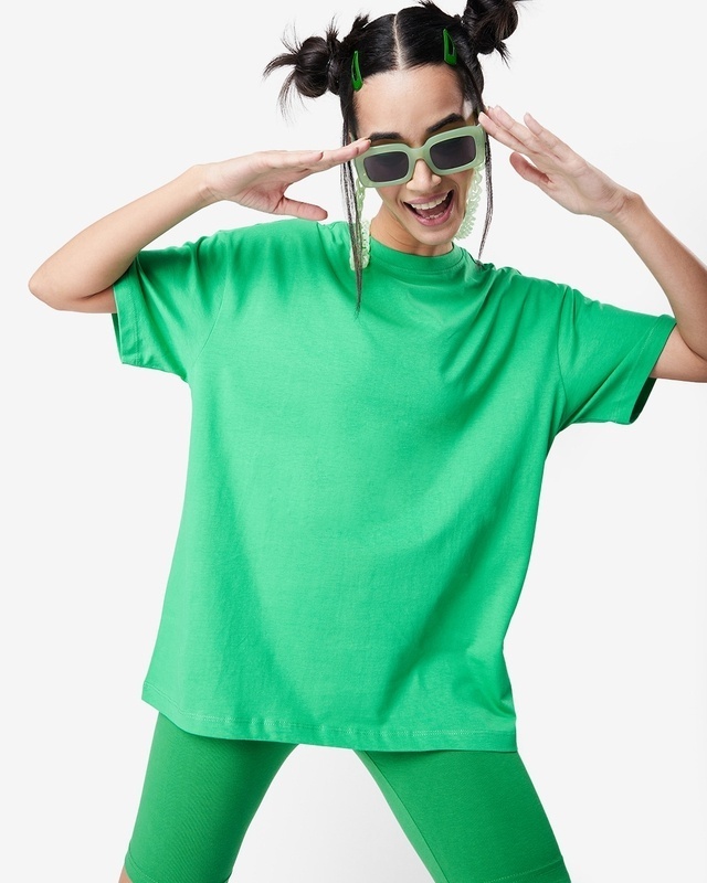 Shop Women's Varsity Green Oversized T-shirt-Front