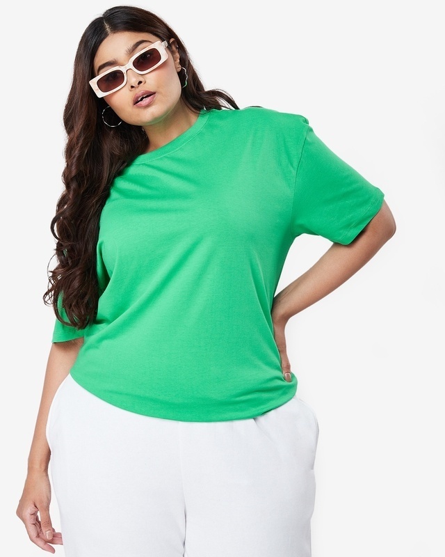 Shop Women's Varsity Green Plus Size Oversized T-shirt-Front
