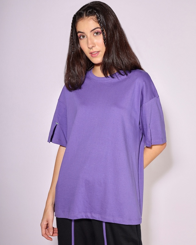 Women's Very Peri Sleeve Slit Oversized T-shirt