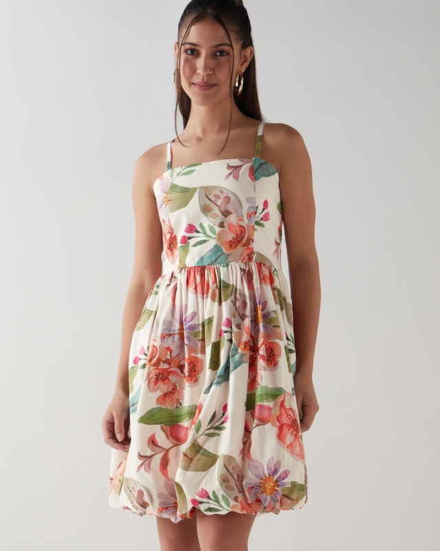 Women's White All Over Printed Dress