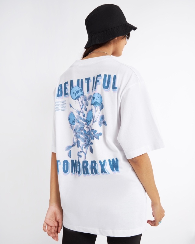 Shop Women's White Beautiful Tomorrow Graphic Printed Oversized T-shirt-Front