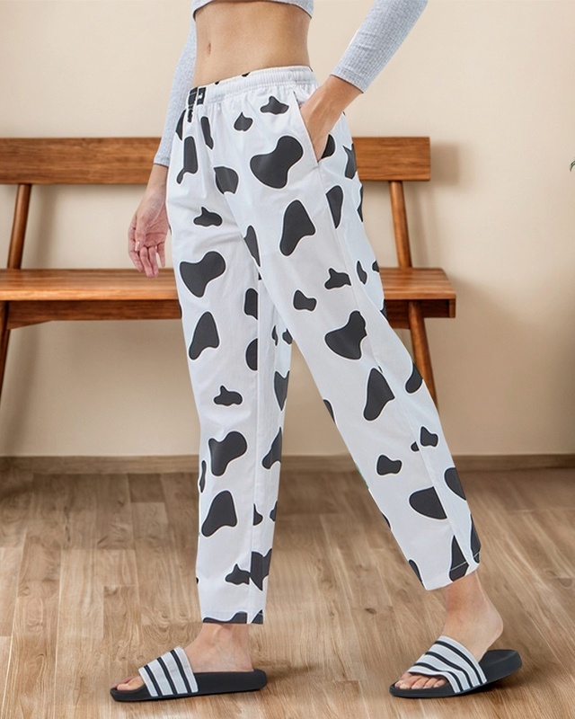 Shop Women's White & Black All Over Printed Pyjamas-Front