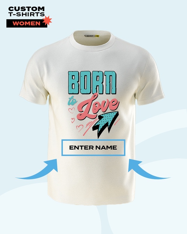 Shop Women's Off White Born To Love Typography T-shirt-Front