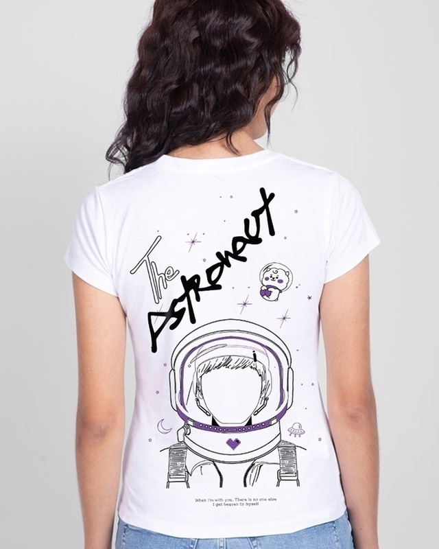 Shop Women's White BTS Astro Graphic Printed T-shirt-Front