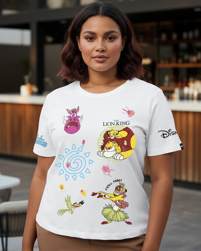 Women's White Chill Vibes Graphic Printed Plus Size T-shirt-Front Bewakoof Shop Women's White Chill Vibes Graphic Printed Plus Size T-shirt-Front