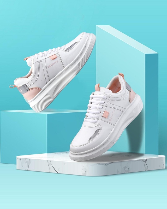 Shop Women's White Color Block Sneakers-Front