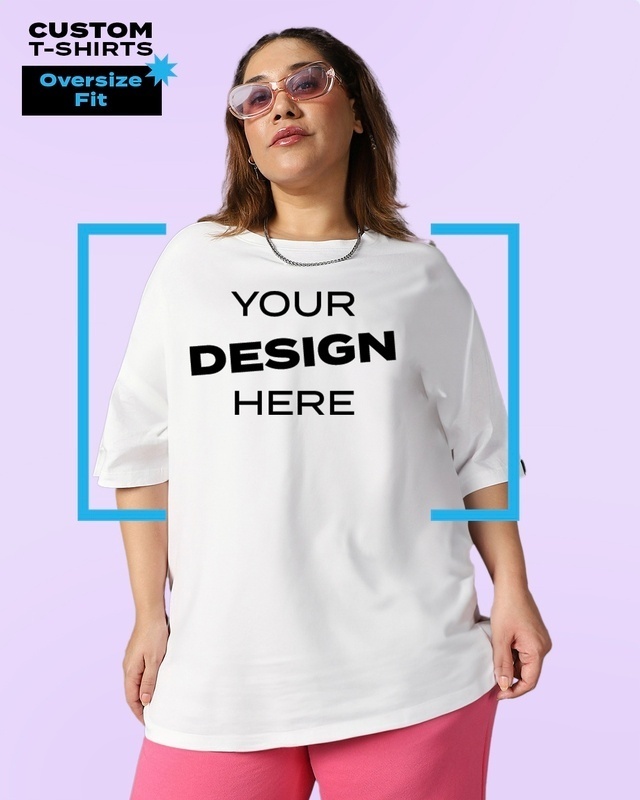 Shop Women's White Customizable Oversized Plus Size T-shirt-Front