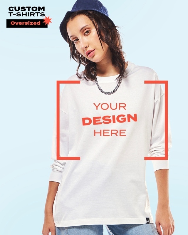 Shop Women's White Customizable Oversized T-shirt-Front