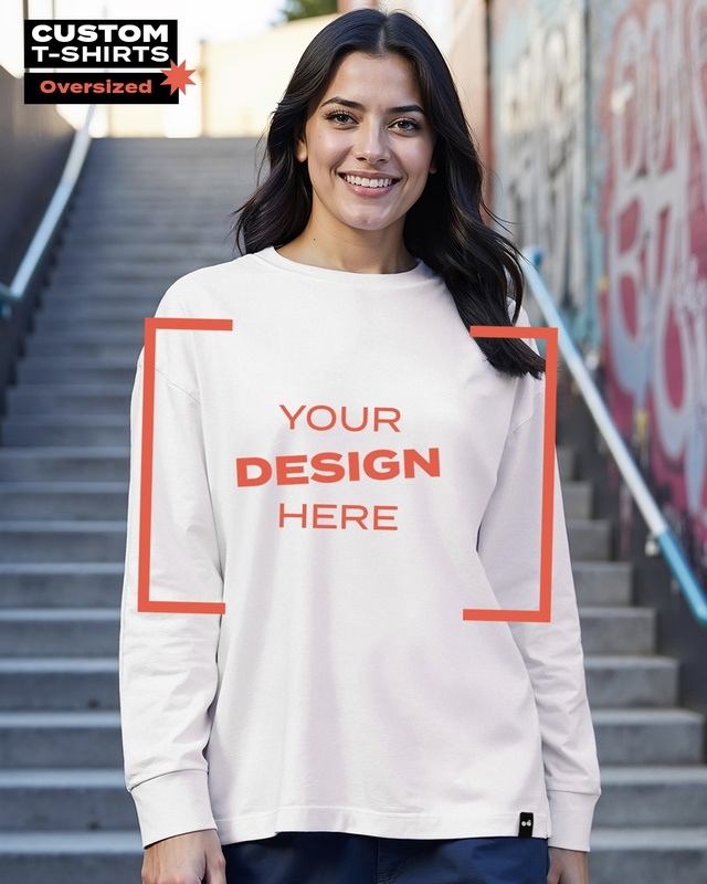 Shop Women's White Customizable Oversized T-shirt-Front