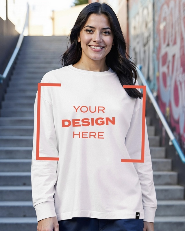 Shop Women's White Customizable Oversized T-shirt-Front