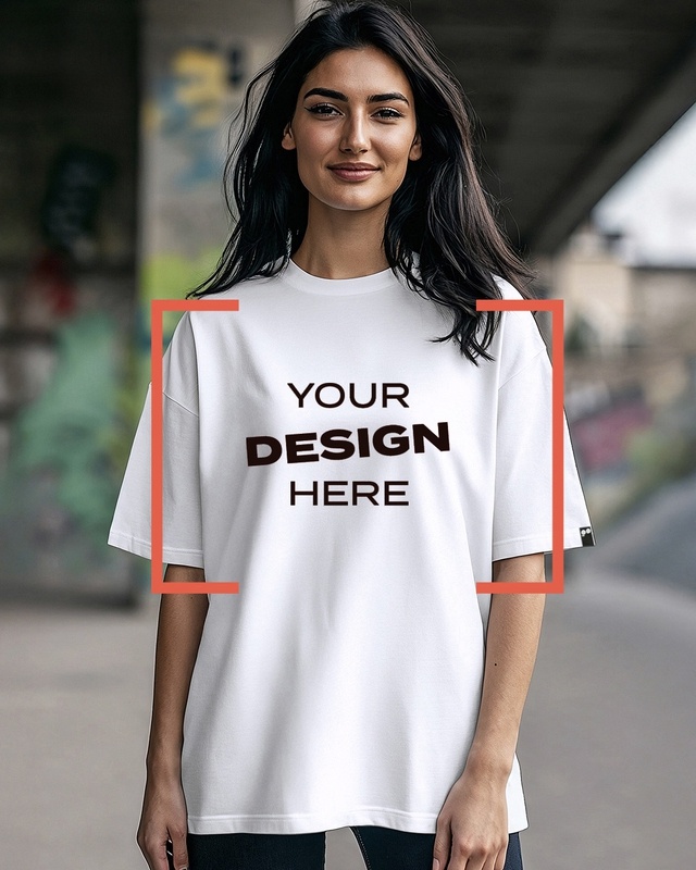 Shop Women's White Customizable Oversized T-shirt-Front