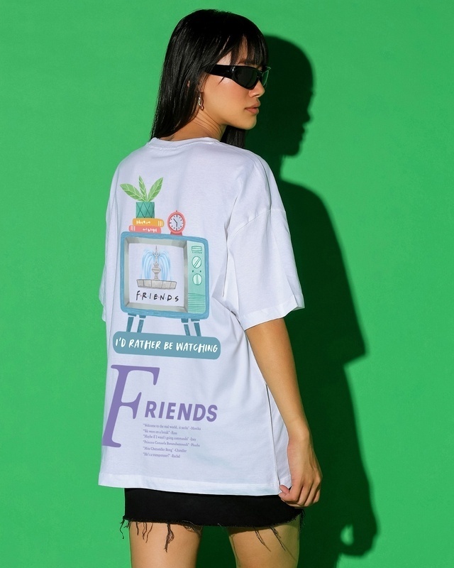 Shop Women's White Id Rather Graphic Printed Oversized T-shirt-Front