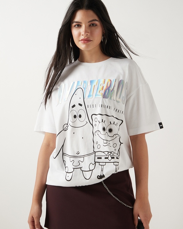 Shop Women's White Invertebros Graphic Printed Oversized T-shirt-Front