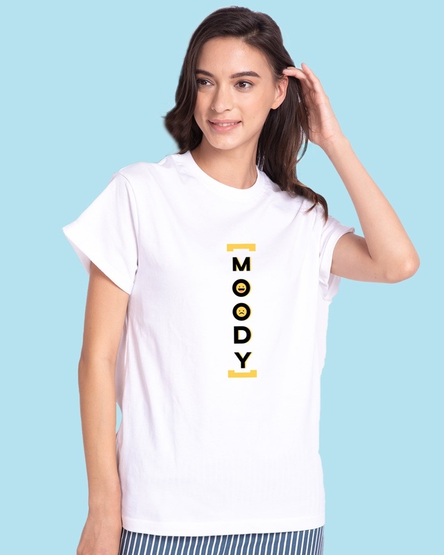 Shop Women's White Moody Boyfriend T-shirt-Front