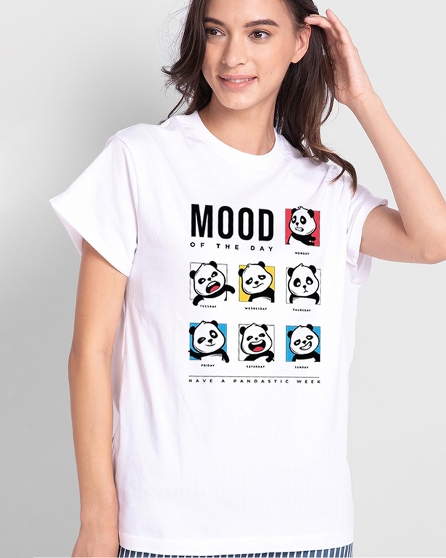 Shop Women's White MOTD Panda Graphic Printed T-shirt-Front