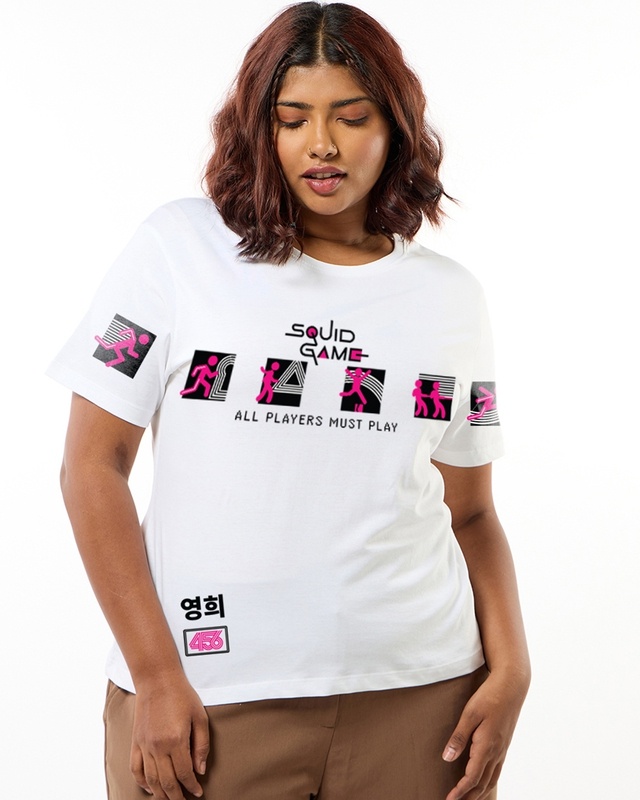 Shop Women's White Must Play Graphic Printed Plus Size T-shirt-Front
