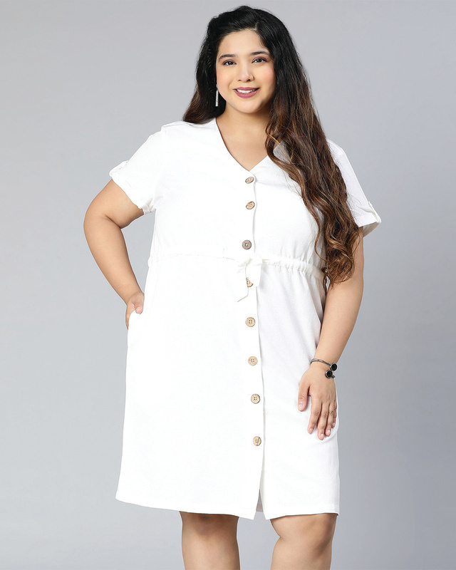 Shop Women's White Plus Size Dress-Front