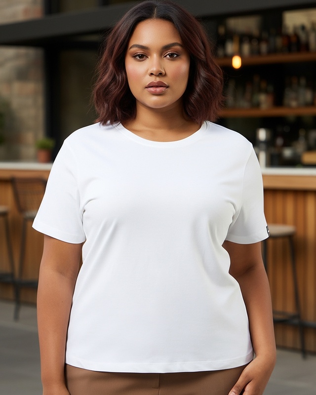 Shop Women's White Plus Size T-shirt-Front