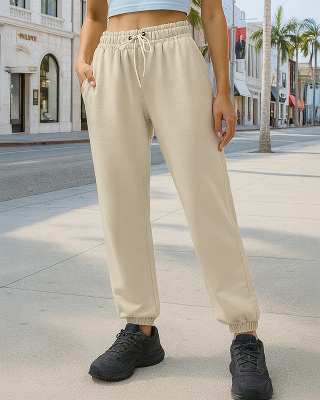 Shop Women's White Swan Oversized Joggers-Front