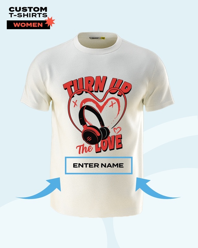 Shop Women's Off White Turn Up The Love Typography T-shirt-Front