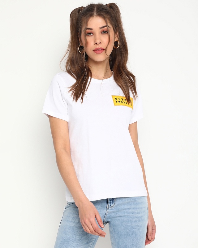 Shop Women's White Typography T-shirt-Front