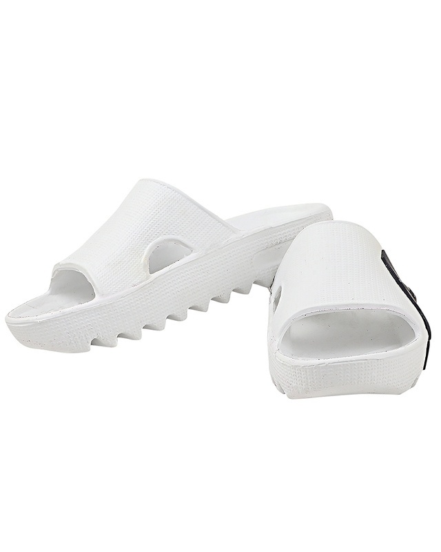 Shop Women's White Typography Sliders-Front