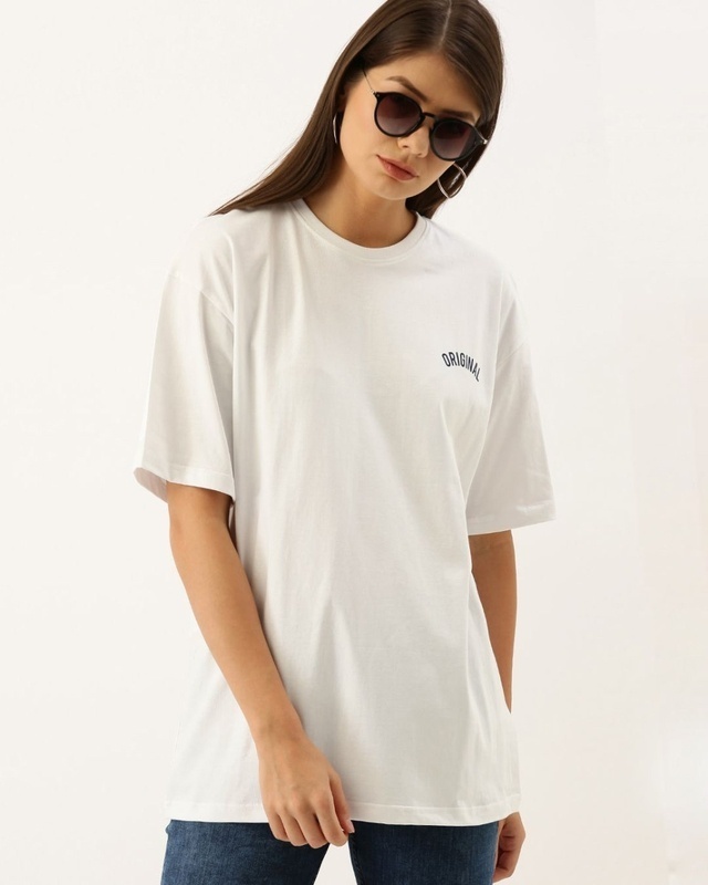 Shop Women's White Typography T-shirt-Front