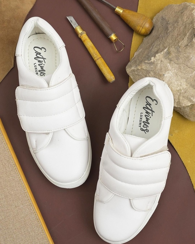 Shop Women's White Velcro Casual Shoes-Front