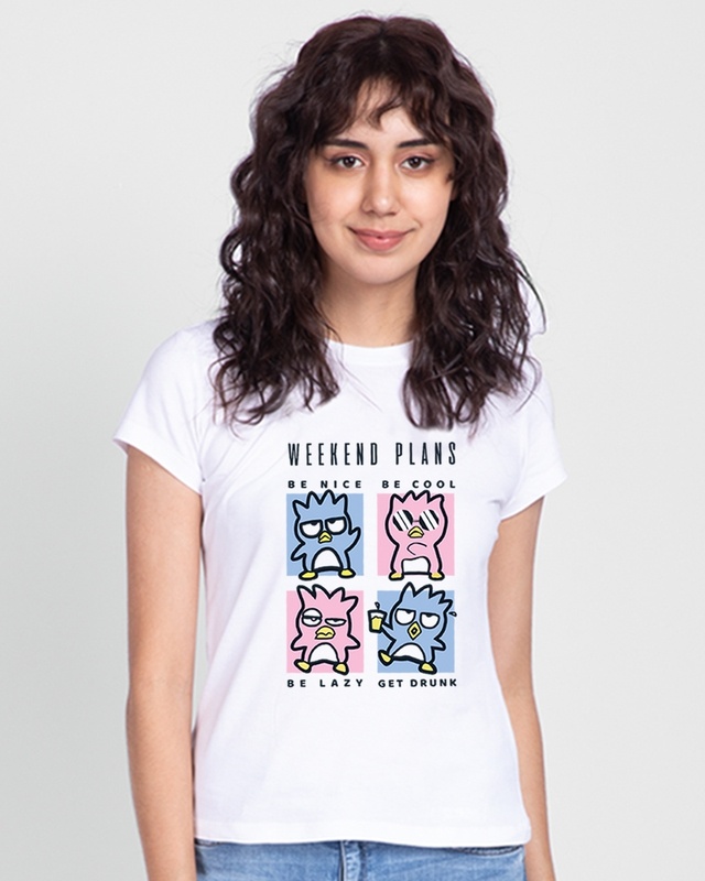 Shop Women's White Weekend Plans Slim Fit T-shirt-Front