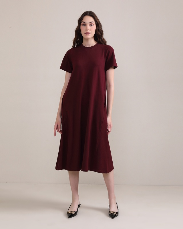 Shop Women's Wild Berry Relaxed Fit A-Line Dress-Front