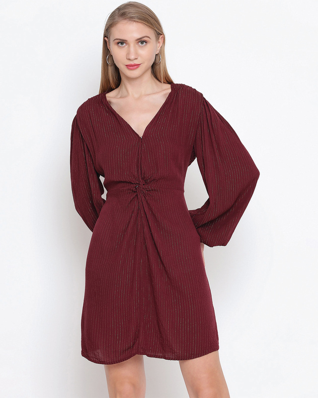 Shop Women's Wine Striped Dress-Front