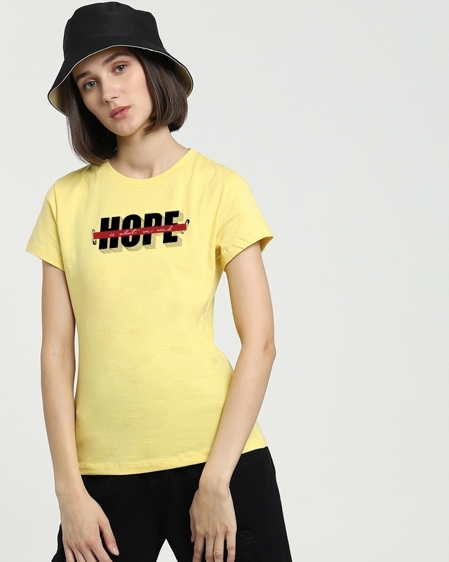Shop Women's Yellow Hope Need Typography T-shirt-Front