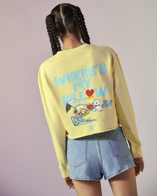 Shop Women's Yellow Just Chill Squad Graphic Printed Oversized Sweatshirt-Front