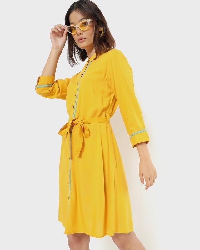 Shop Women's Yellow Mango Mojito Ethnic Dress-Front