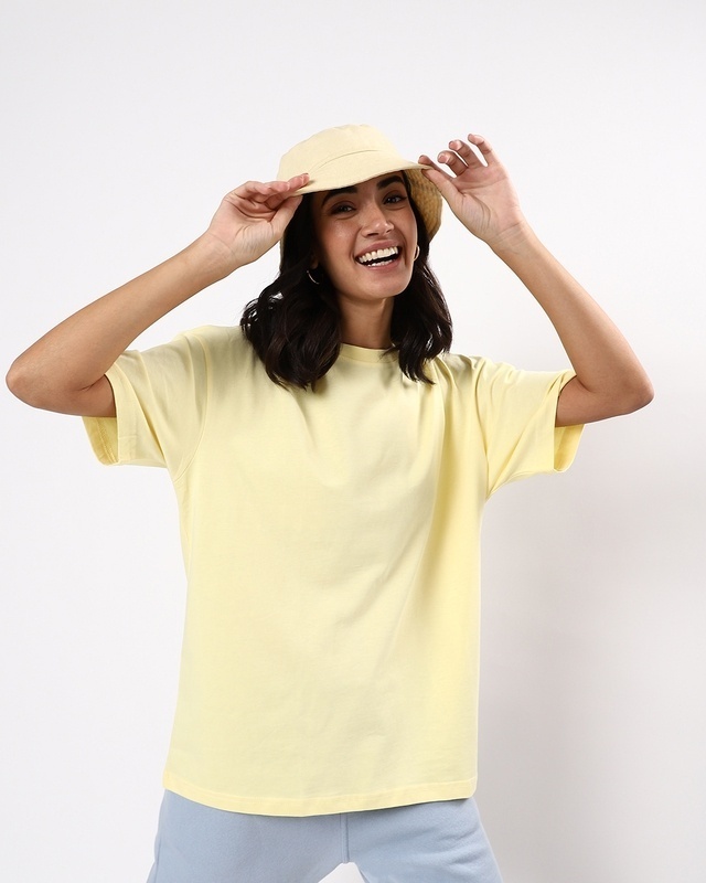 Shop Women's Yellow Oversized Fit T-shirt-Front