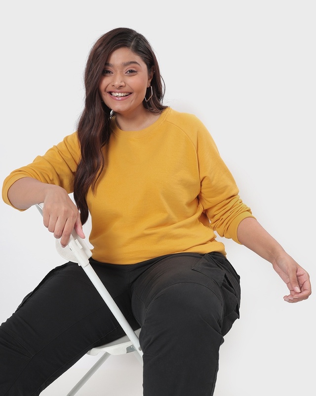 Shop Women's Yellow Plus Size Comfort Fit Sweatshirt-Front