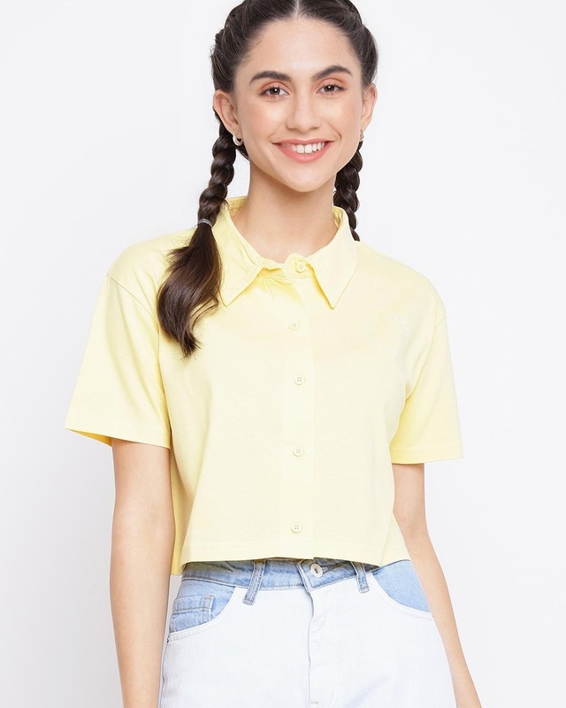 Shop Women's Yellow Crop T-shirt-Front