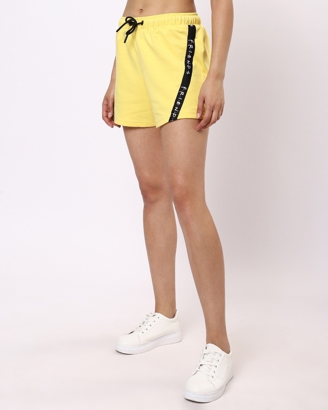 Shop Women's Yellow Tail Friends High Waist Typography Shorts-Front