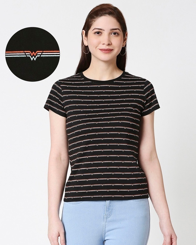 Shop Wonder Woman stripe (DCL) AOP T-Shirt-Front