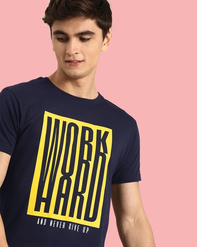 Shop Work Hard Box Half Sleeve T-Shirt-Front