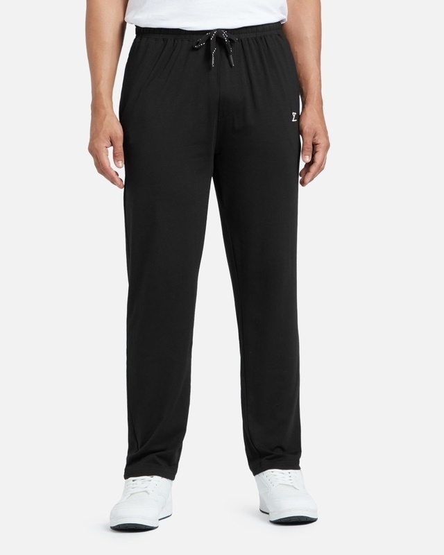 Shop XYXX Men's Black Mid-Rise Regular Fit Pyjamas-Front