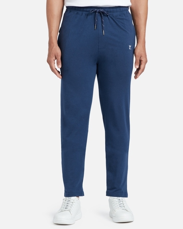 Shop XYXX Men's Blue Mid-Rise Regular Fit Pyjamas-Front