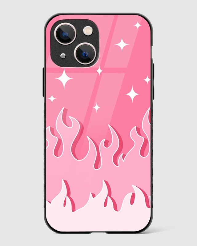 Shop Y2K Fireburst Pink Flame Premium Glass Case for Apple iPhone 13-Front