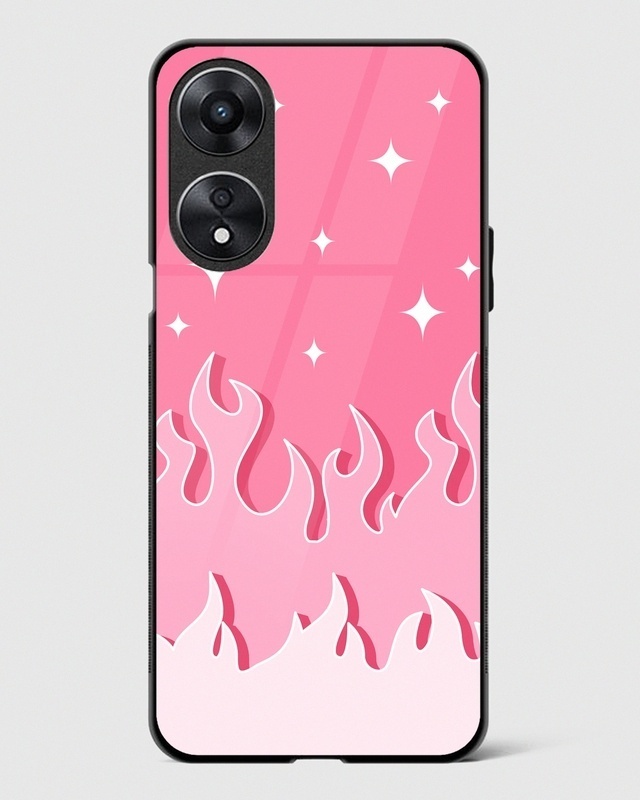 Shop Fireburst Pink Flame Premium Glass Case for Oppo A78 5G-Front