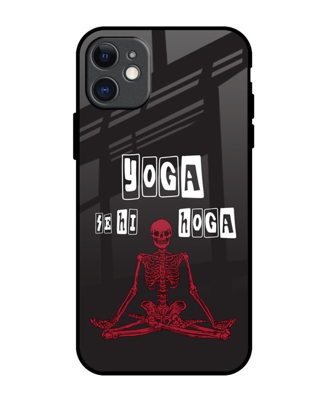 Shop Yoga Se Hi Hoga Premium Glass Cover for Apple iPhone 11-Front