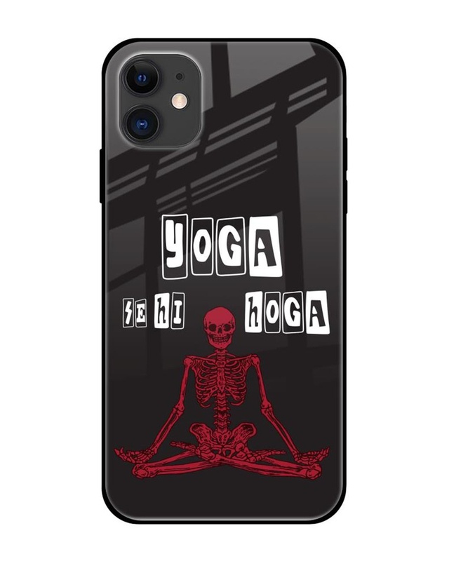 Shop Yoga Se Hi Hoga Premium Glass Cover for Apple iPhone 12-Front