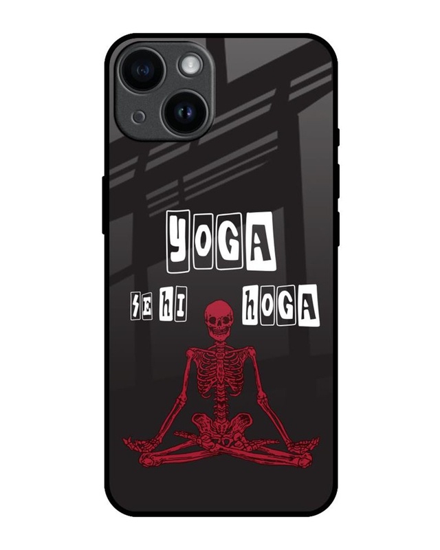 Shop Yoga Se Hi Hoga Premium Glass Cover for Apple iPhone 14-Front