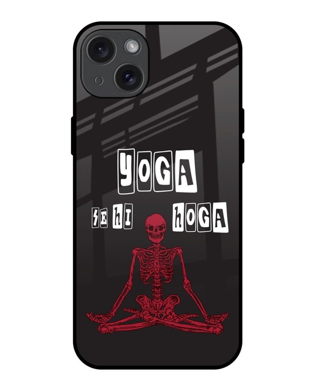 Shop Yoga Se Hi Hoga Premium Glass Cover for Apple iPhone 15 Plus-Front