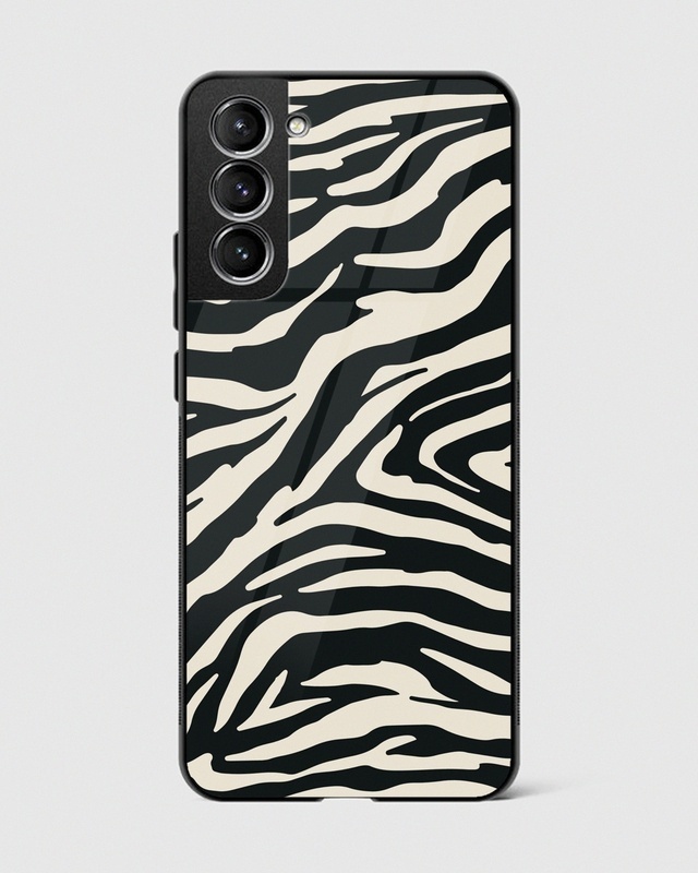 Shop Zebra Black & Almond Premium Glass Case for Samsung Galaxy S21 FE 5G-Front